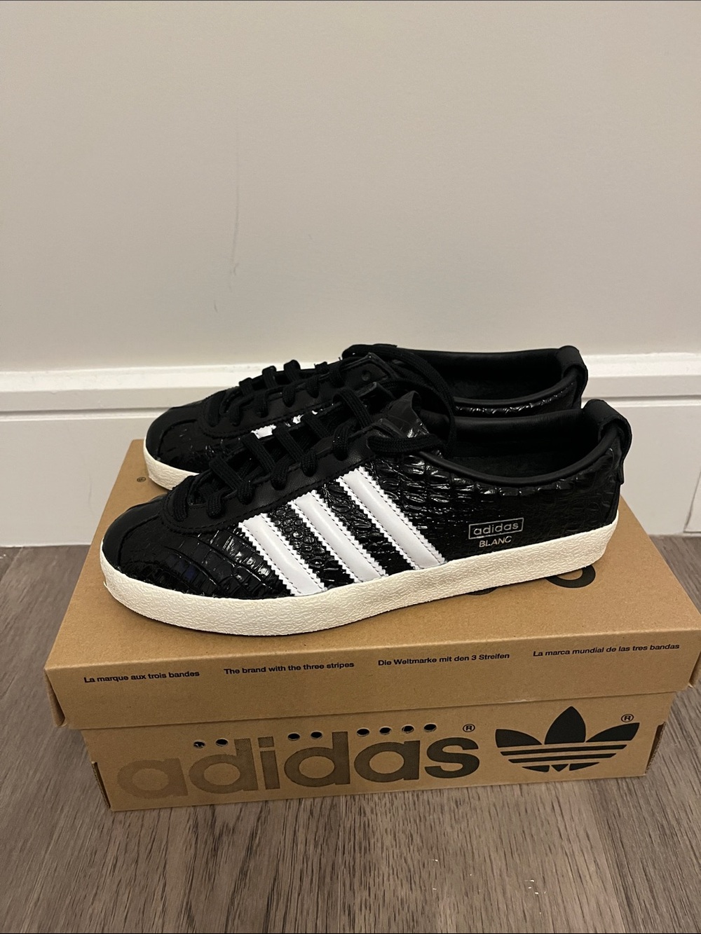 Adidas Blanc sneakers. Womens size US 6. Black. New in box.